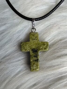 Amazing Green Opal Cross Pendant Necklace -
